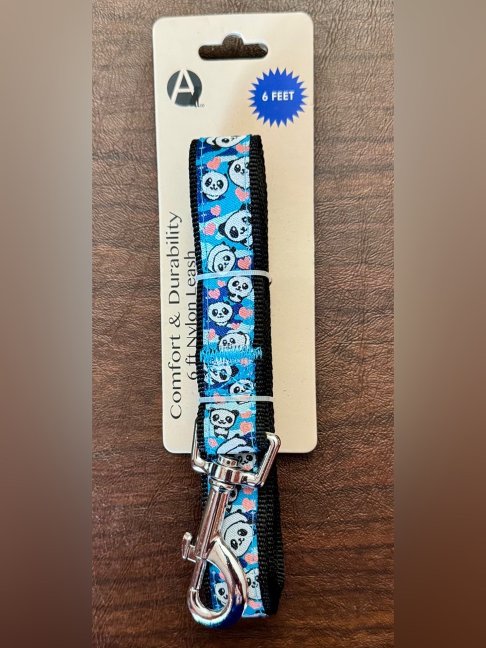 Panda Pattern Blue Nylon Small Pet Leash - Comfortable & Durable